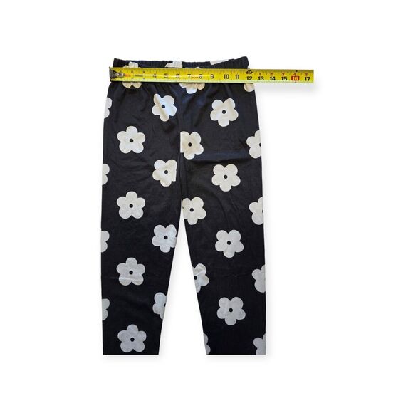 Golden Black Black/White Flower Footless Leggings Women Size M - Picture 4 of 7